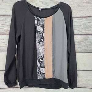 My Collection Colorblock Long Sleeve Blouse Size S